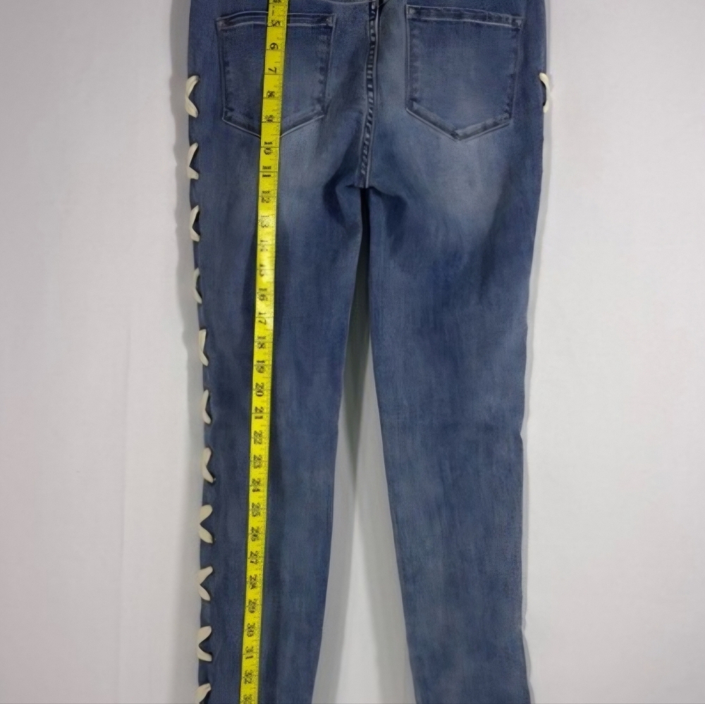 Vocal Blue Jean with Cream Criss Cross Tie Side Accent - Picture 3 of 5